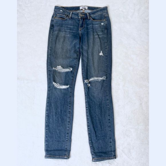 Paige Skinny Verdugo Ankle Jeans Size 25 Brady Destructed Medium Wash - Picture 2 of 8